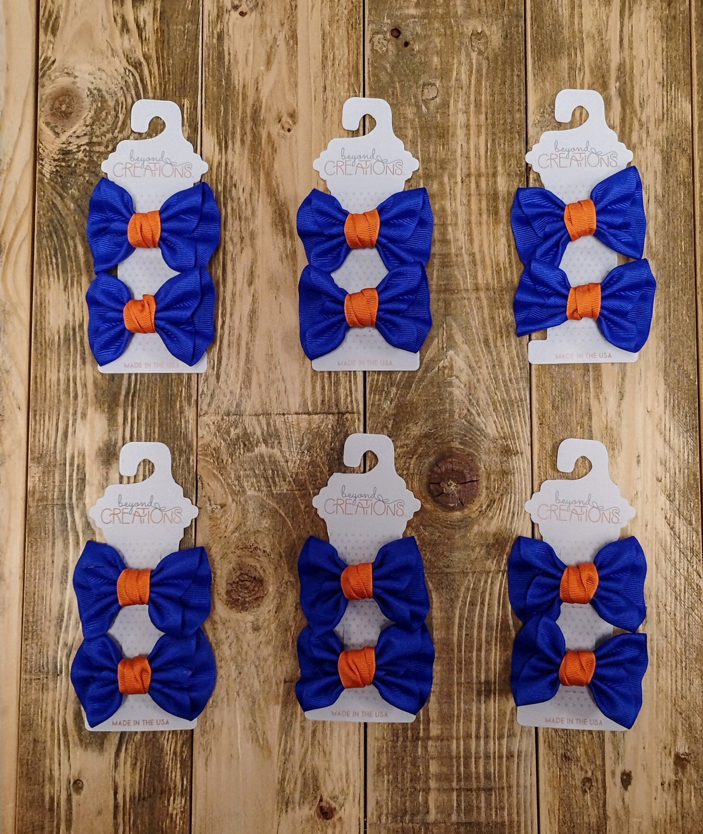 2.5" 2PK Blue/Orange Mini Bow