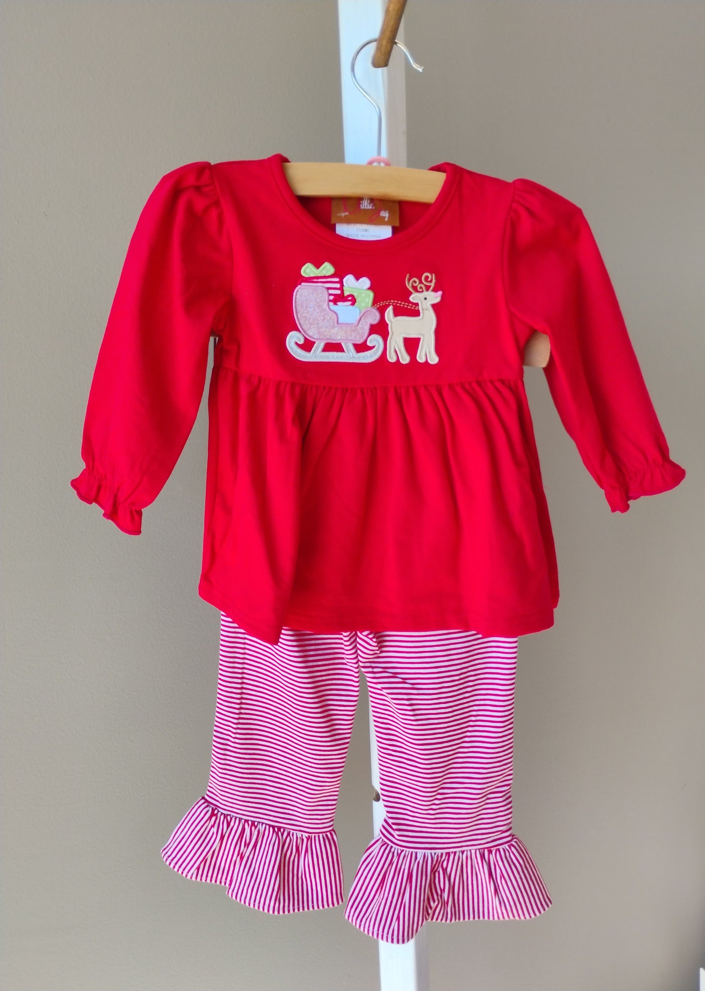 Christmas Sleigh Ruffle Pant Set