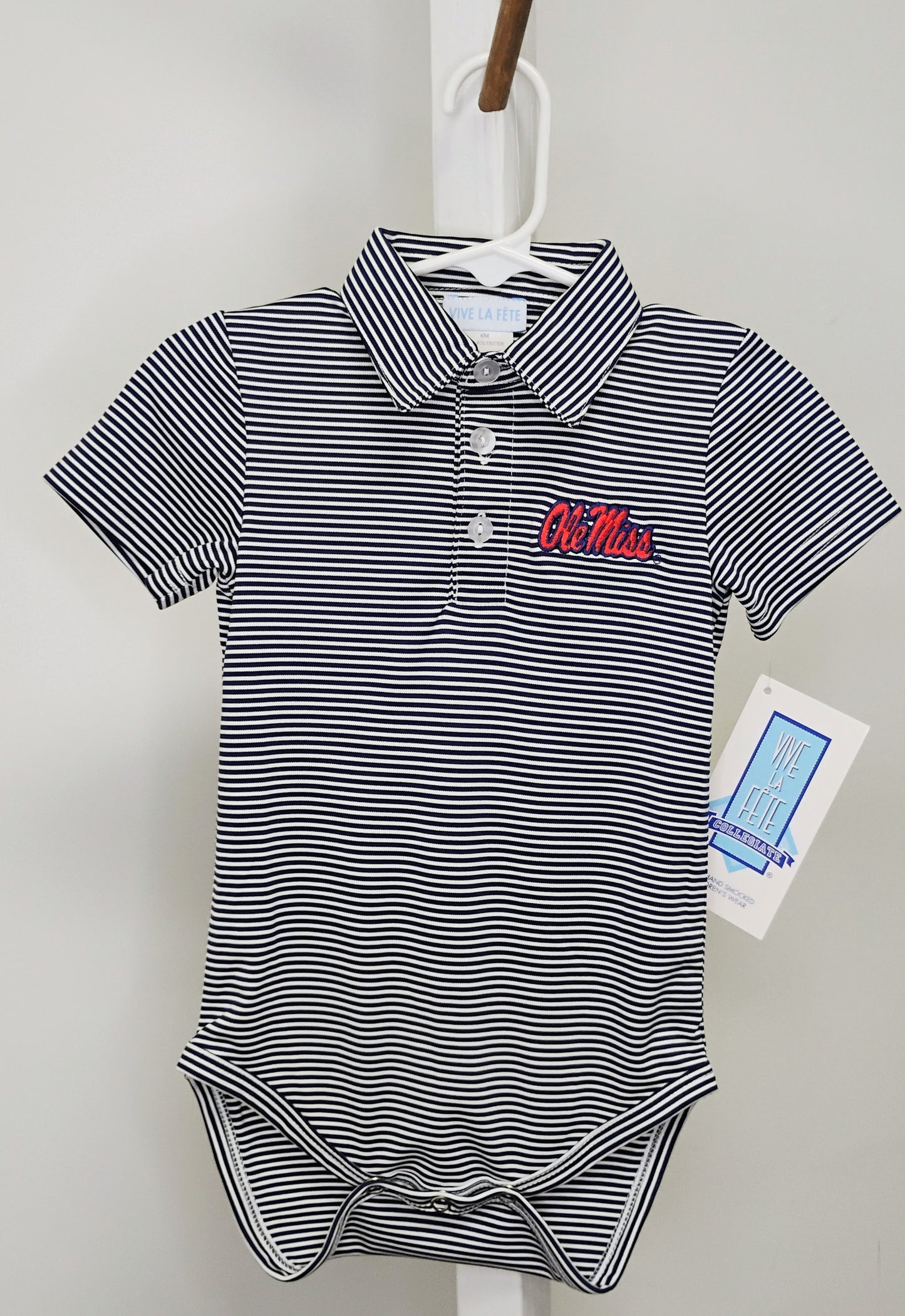 Ole Miss College Striped Polo Bubbles