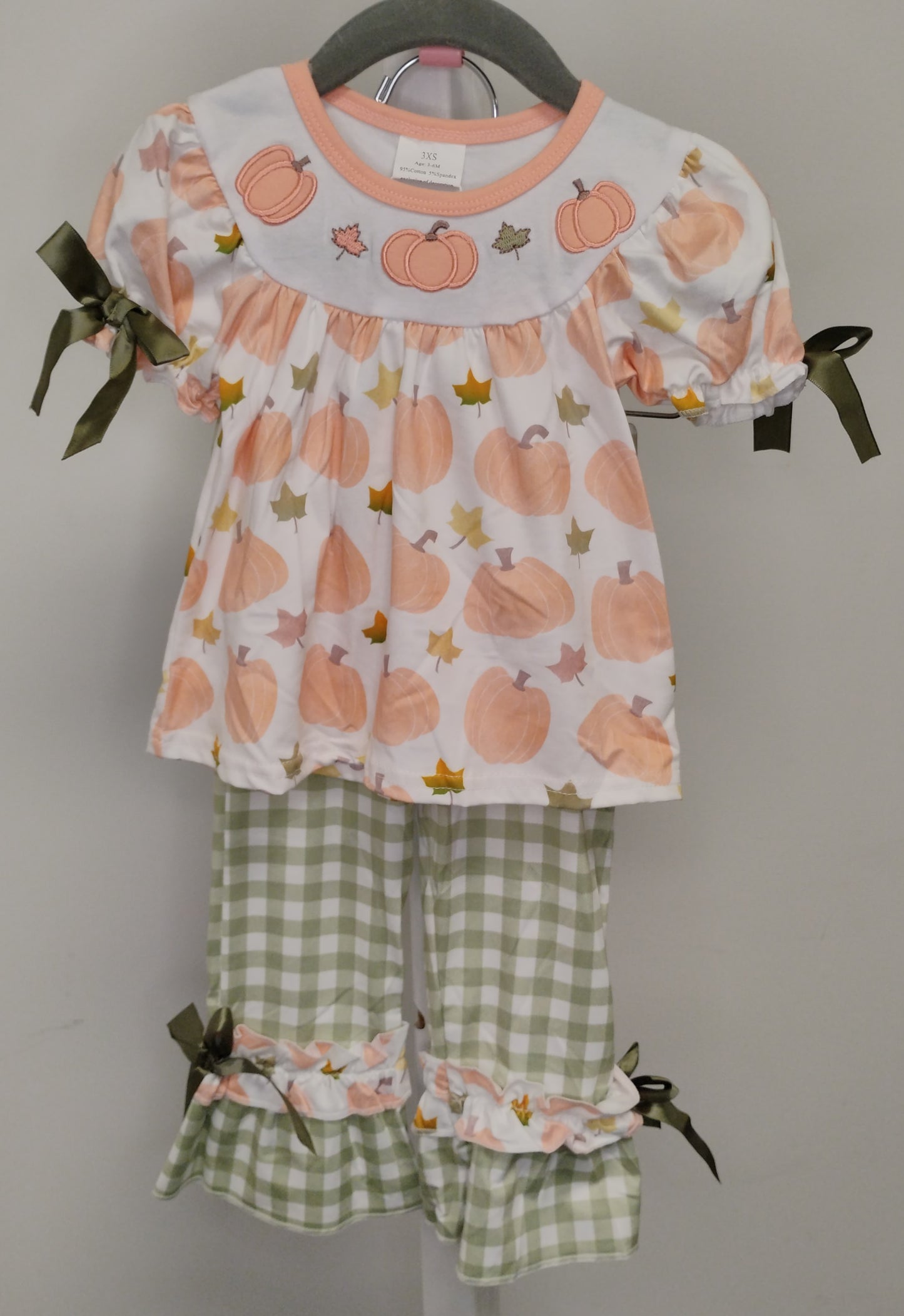 Green Checkered Pumpkin Tunic Ruffle Pants