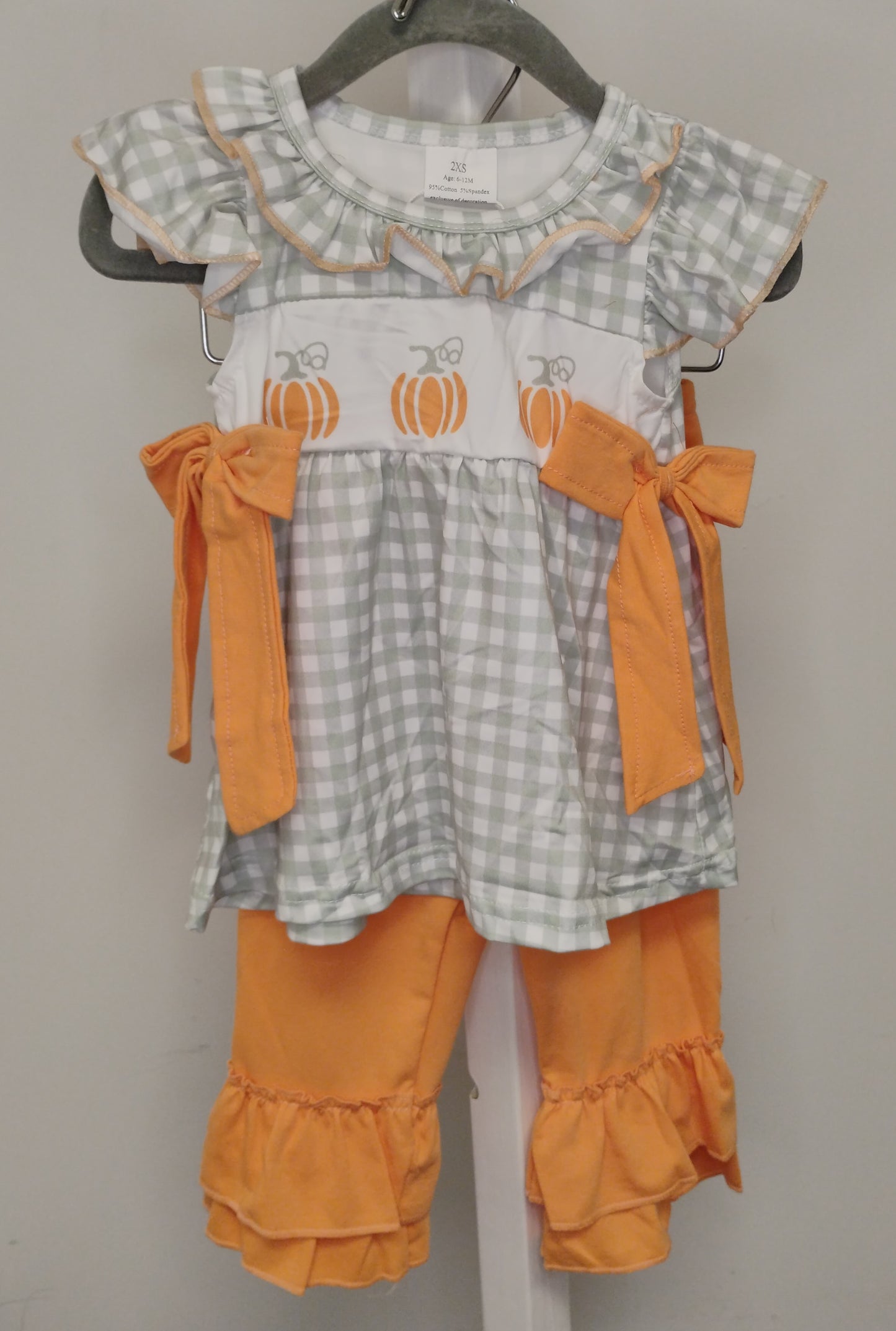 L/S Girl Bows Pumpkin Floral