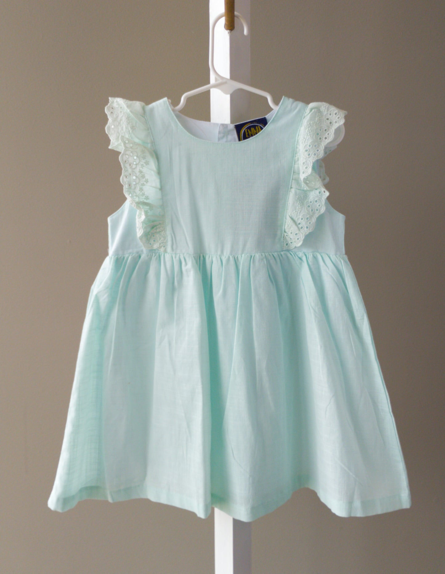 Mint Linen A/S Dress W/Lace