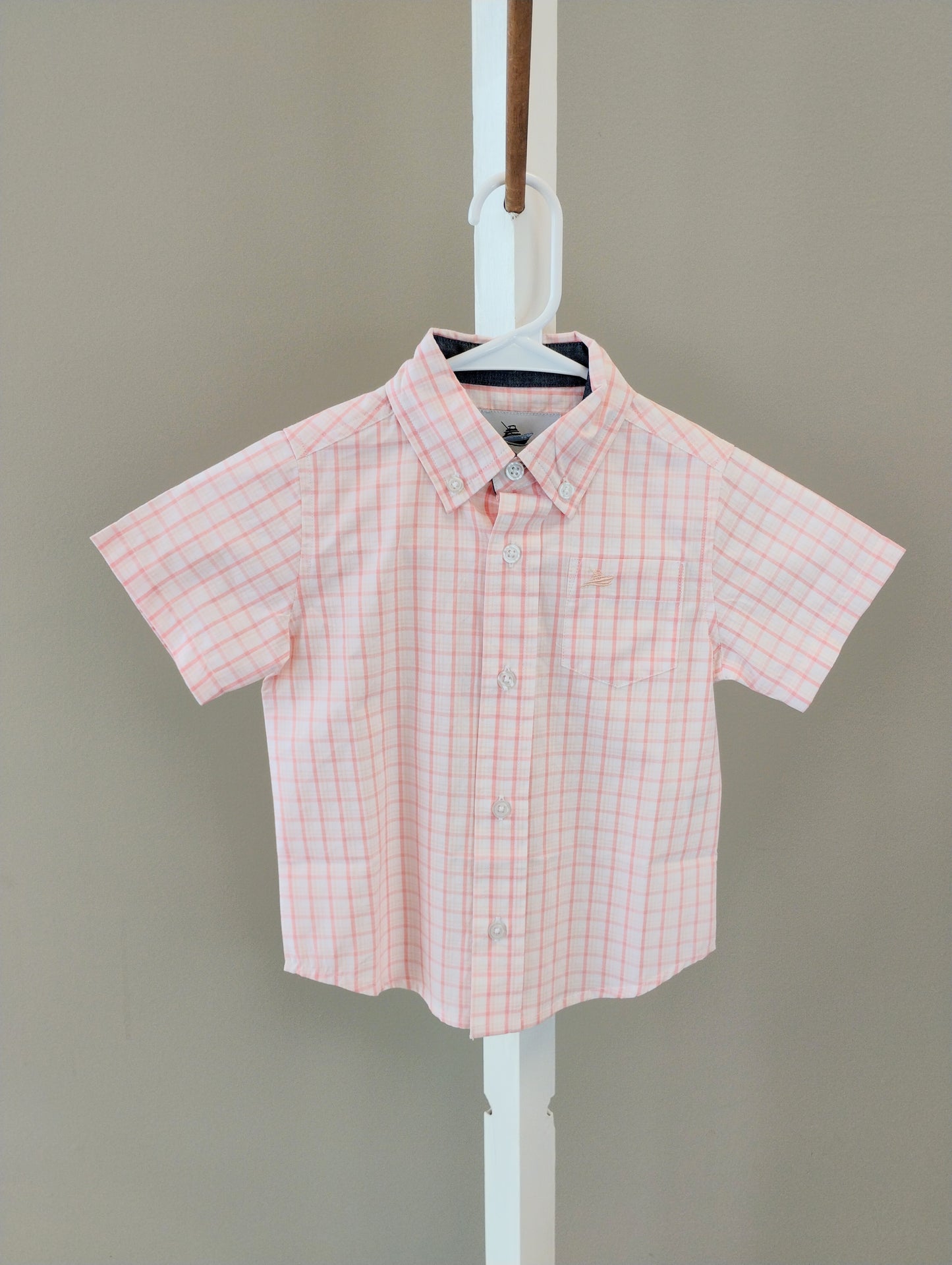 S/S Dress Shirt Apricot Plaid