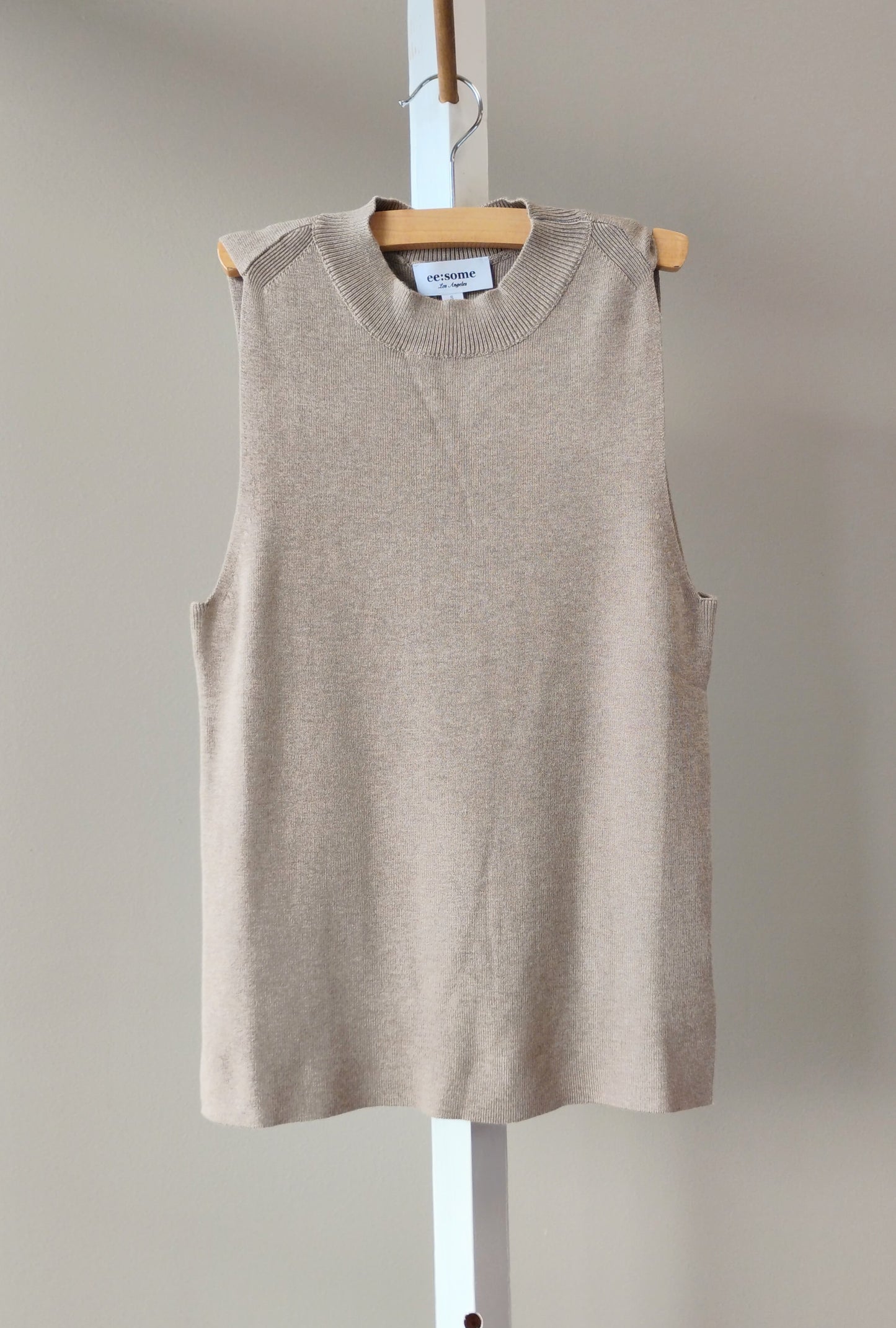 ee:some Women Oatmeal Classy Fitted Tank Top