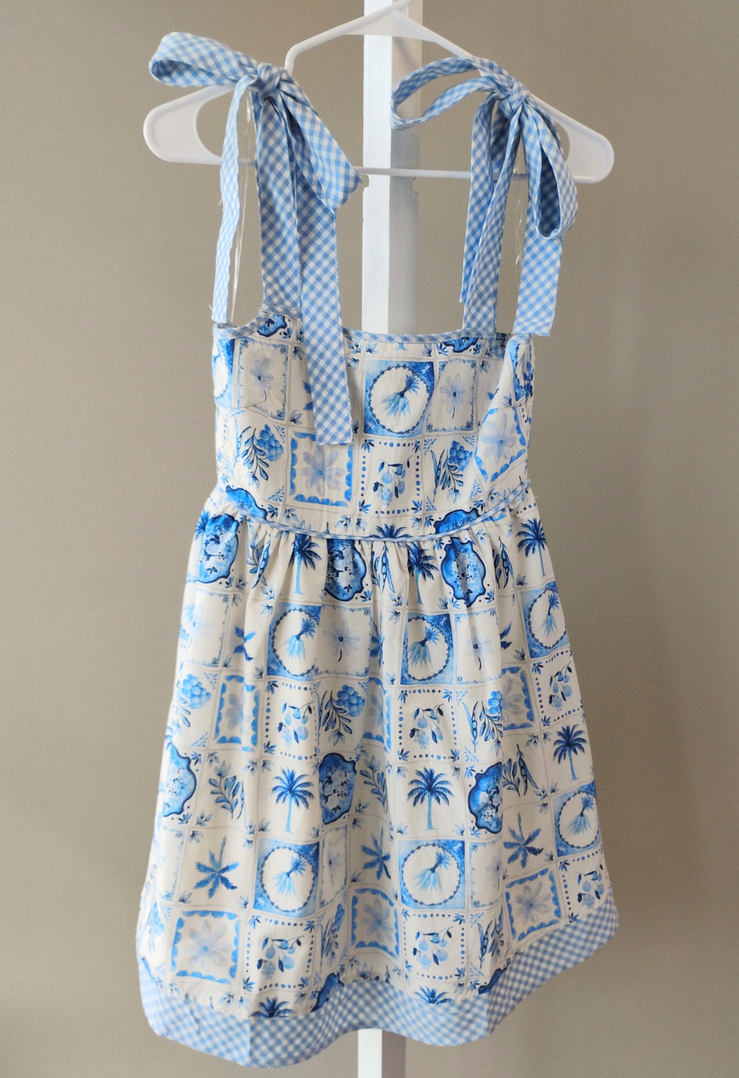 Entro Women Blue Gingham Tie-Strap Dress