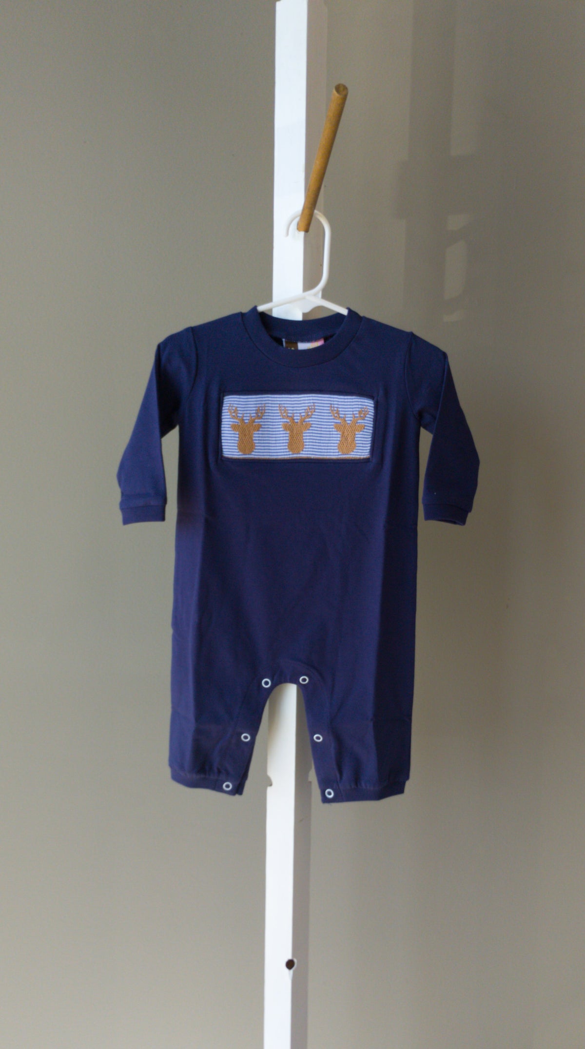 Banana Split Buck Deer Smocked Romper