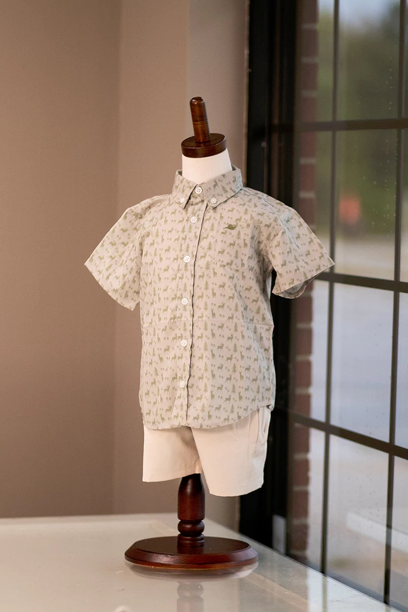 deer dress shirt Men's Deer and Trees Casual Print Button Up Long Sleeve Shirt Atlanl