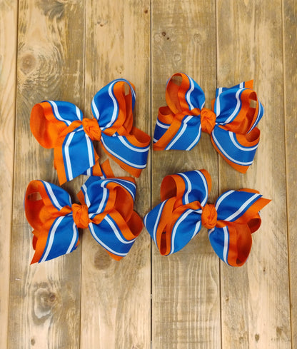 5.5" Double Lined Orange/Blue, Blue/Yellow Bows