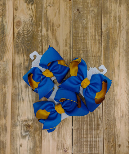 5.5" Double Lined Orange/Blue, Blue/Yellow Bows