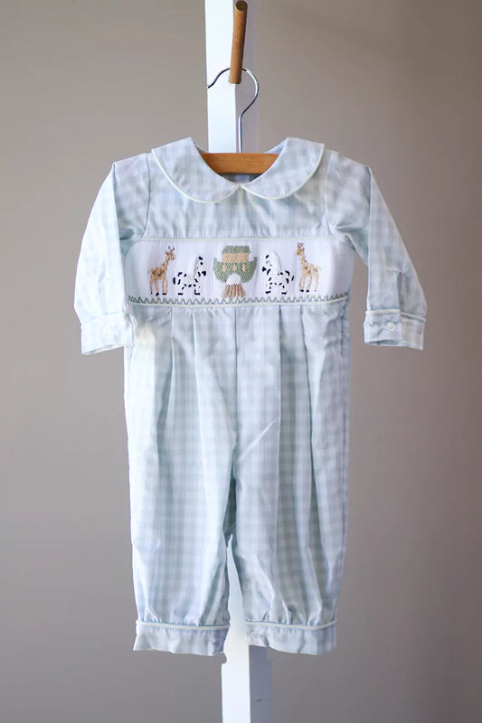 Banana Split Noah Ark Smocked Boy Romper