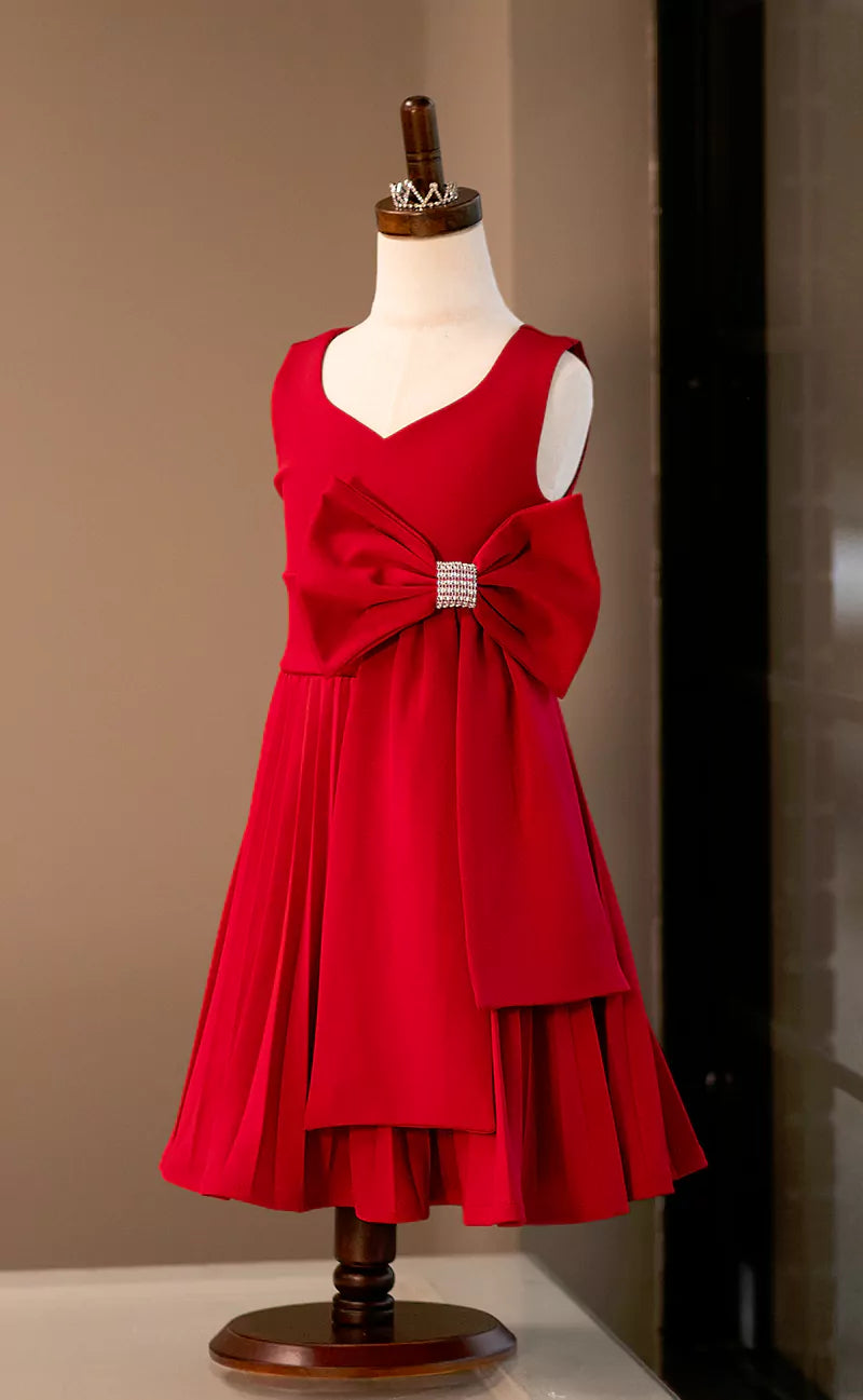 Bonnie Jean Big Bow Red Dress