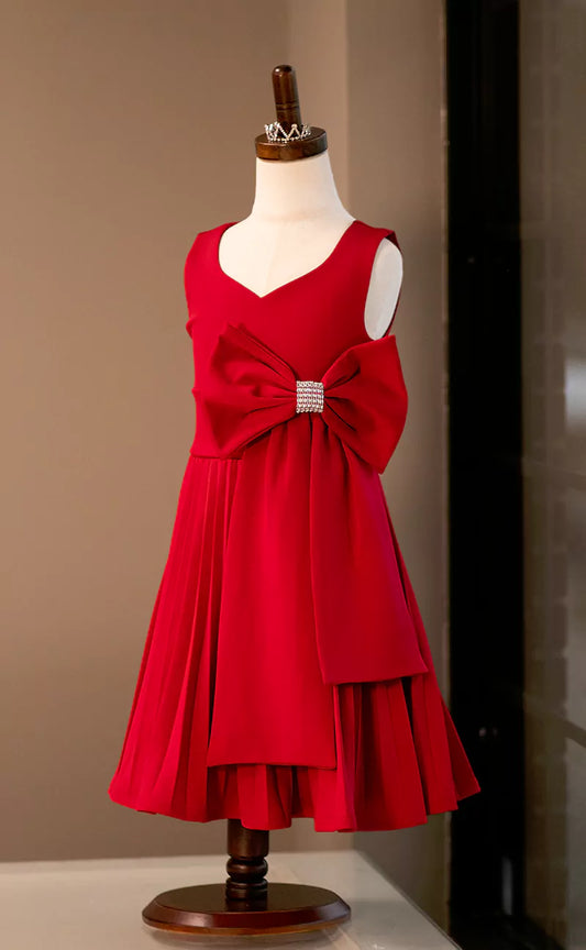 Bonnie Jean Big Bow Red Dress