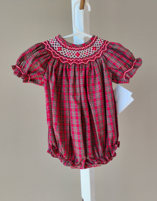Plaid Geometric Bishop Short Romper (Christmas)