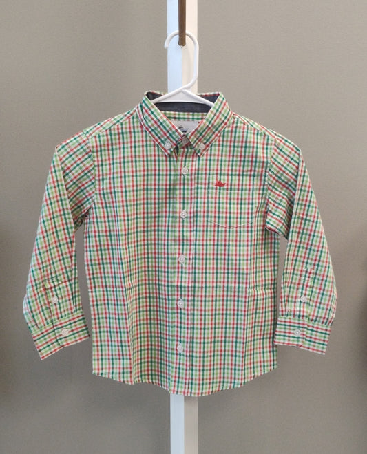 Red/Jolly Green Plaid Button Down (Christmas)