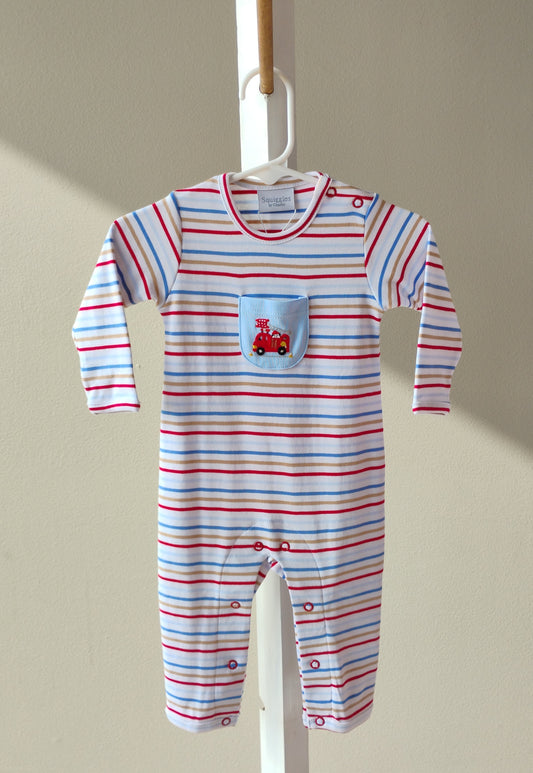 Squiggles Mini Rescue Dog Striped Romper