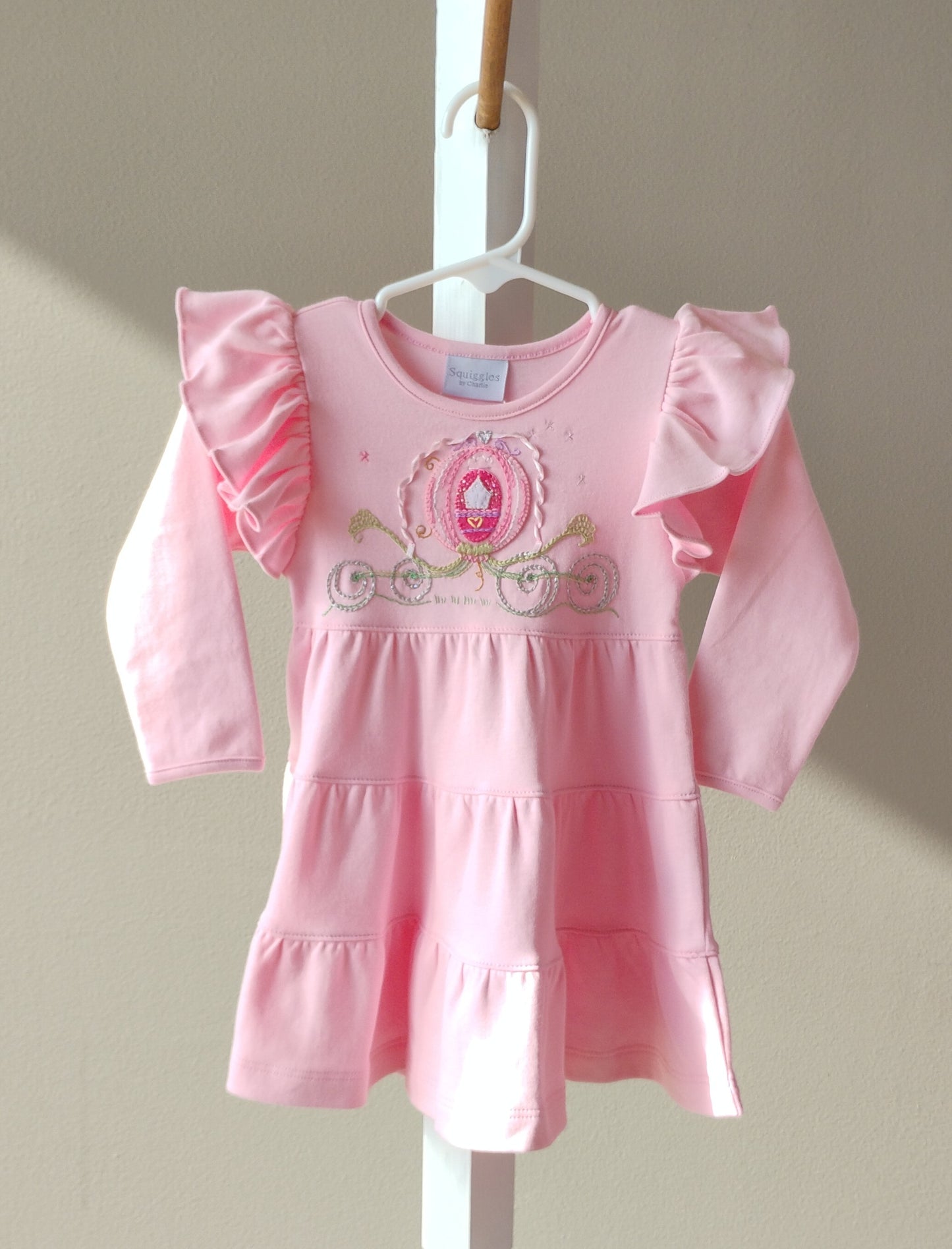 Squiggles Cinderella Carriage Ruffle Pink Dress