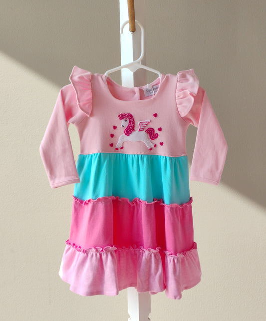 Squiggles Pink Unicorn w/ Hearts Dress