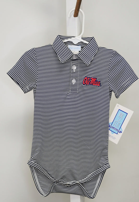Ole Miss College Striped Polo Bubbles