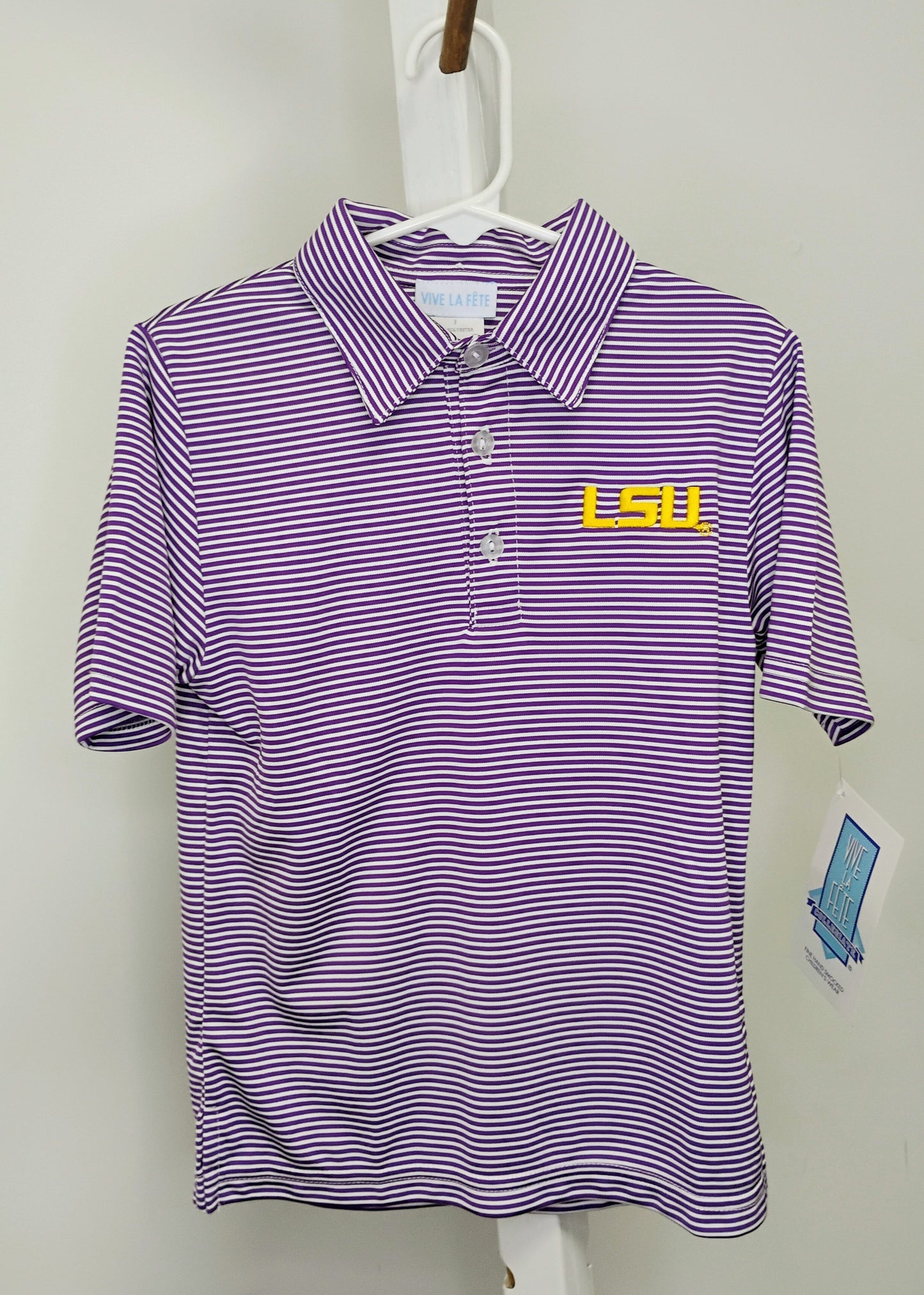 LSU College Striped Polo Shirt