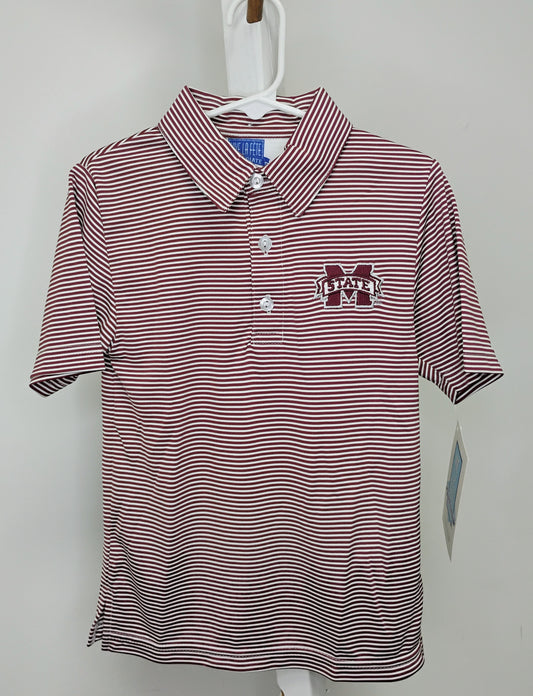 MSU College Striped Polo Shirt