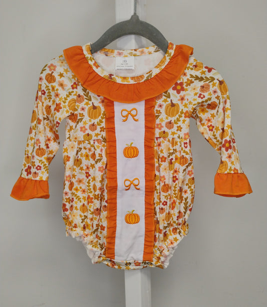Girls Pumpkin Romper