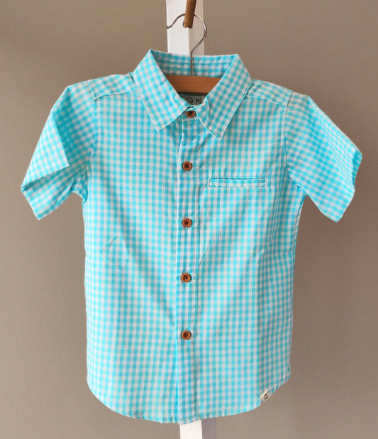 Newport Woven Shirt Aqua/White