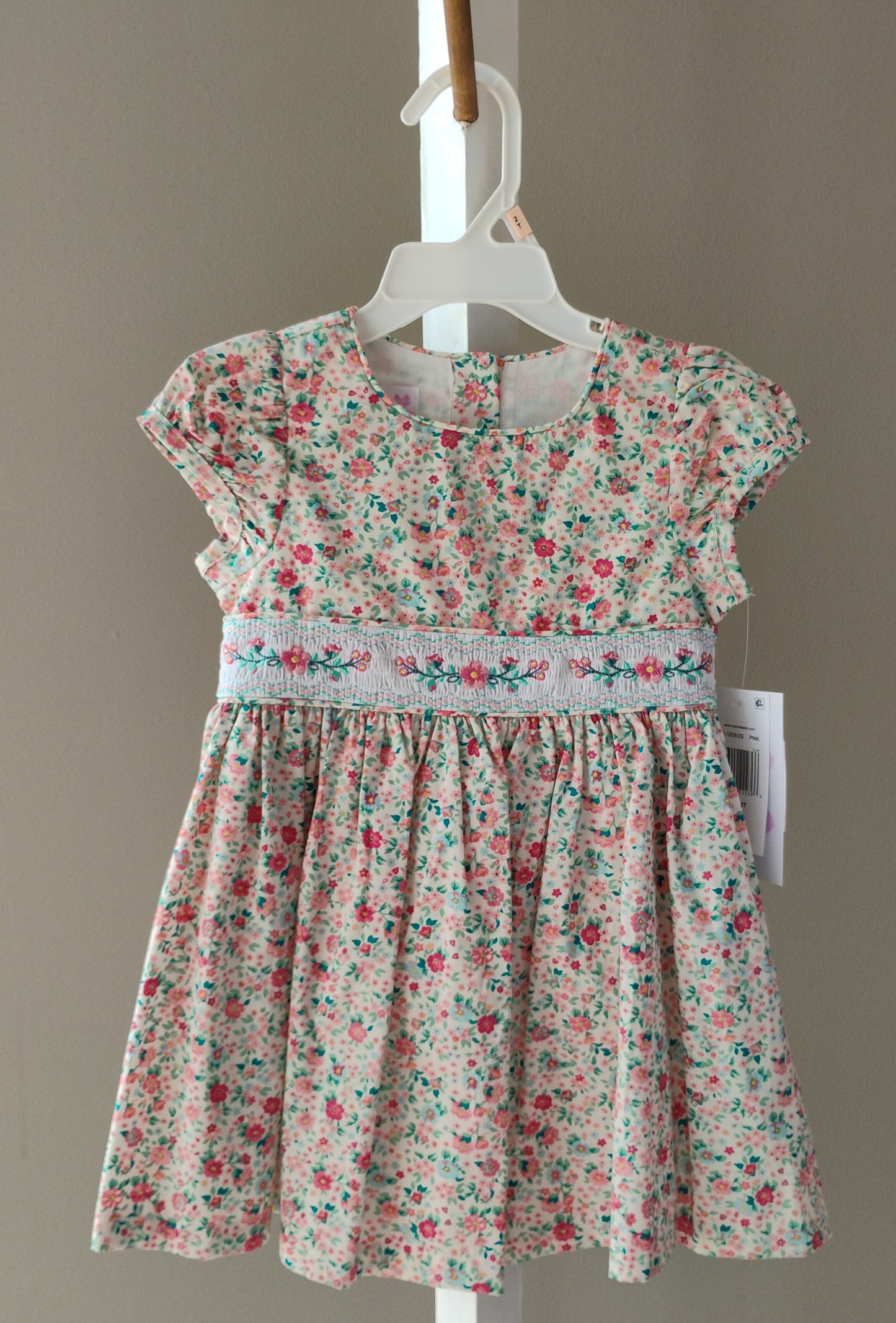 Pink Floral Smocked Dress