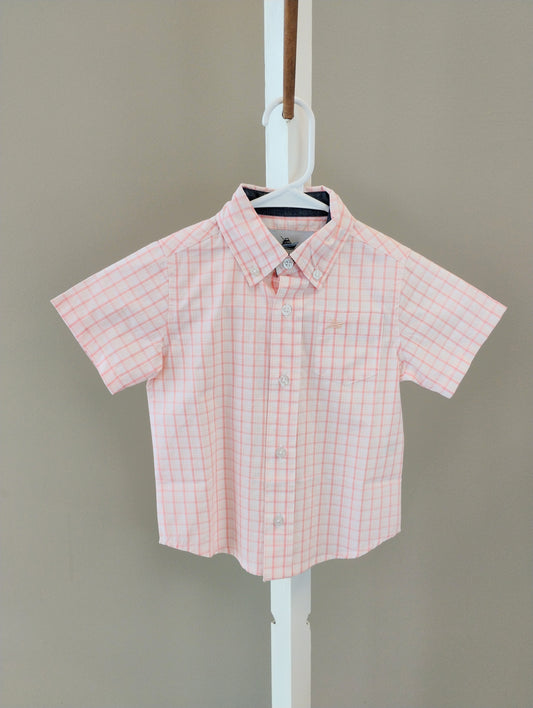 S/S Dress Shirt Apricot Plaid