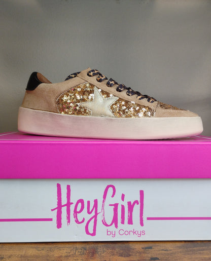 Corky's Another Round Women Sneakers (Gold, White)