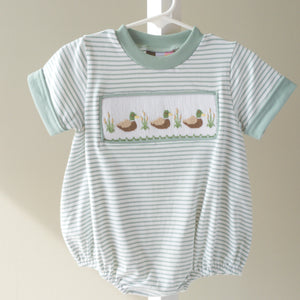 Banana Split Mallard Duck Smocked Boys Bubble