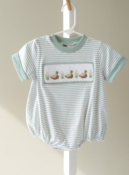 Banana Split Mallard Duck Smocked Boys Bubble