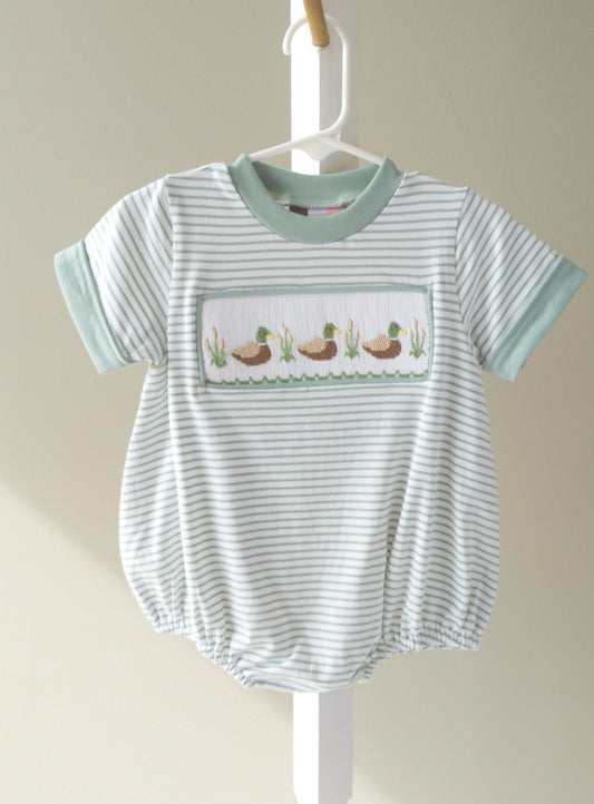 Banana Split Mallard Duck Smocked Boys Bubble