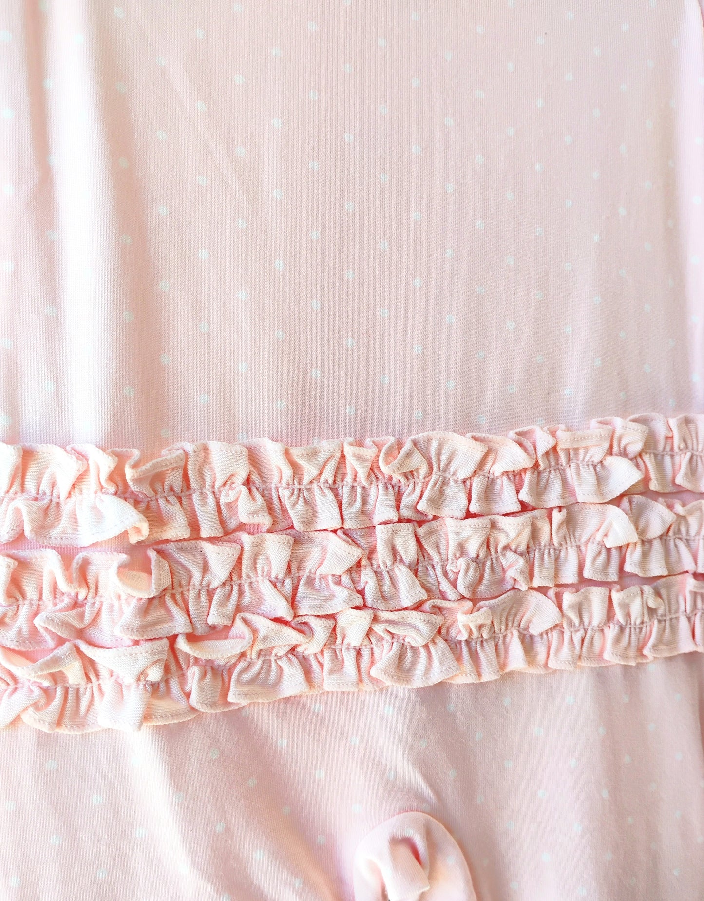 Magnetic Me Pin Dot Pink Ruffle Placket Footie