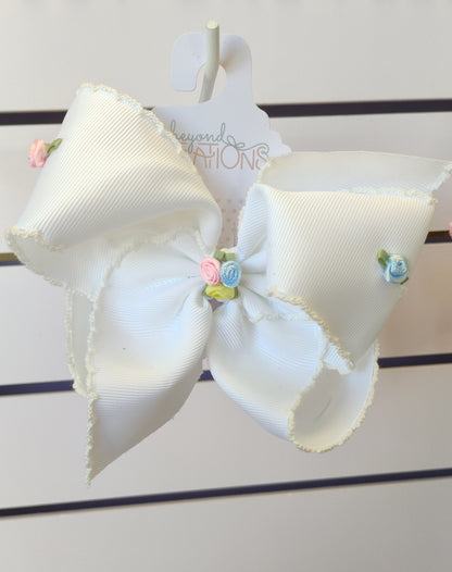 Crochet Flower Bows (Pink, White)