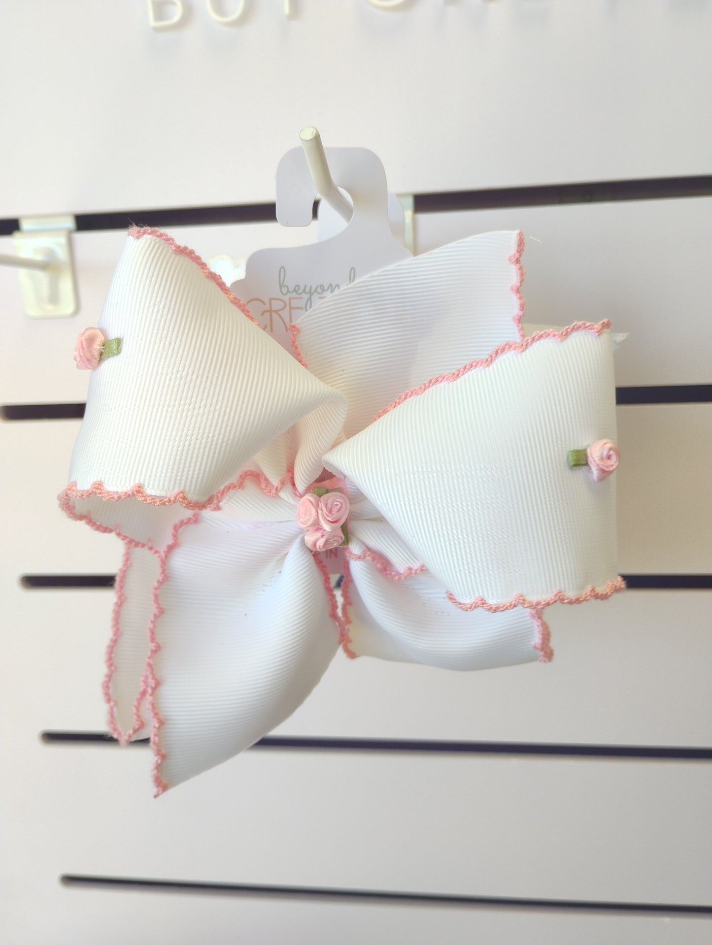 Crochet Flower Bows (Pink, White)
