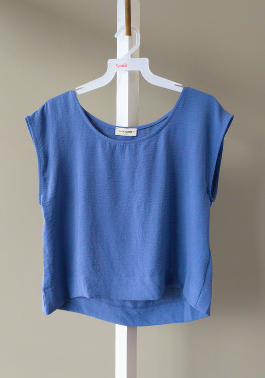 ee:some Women Solid Cap Sleeve Top (Denim, Lavender, Off White)
