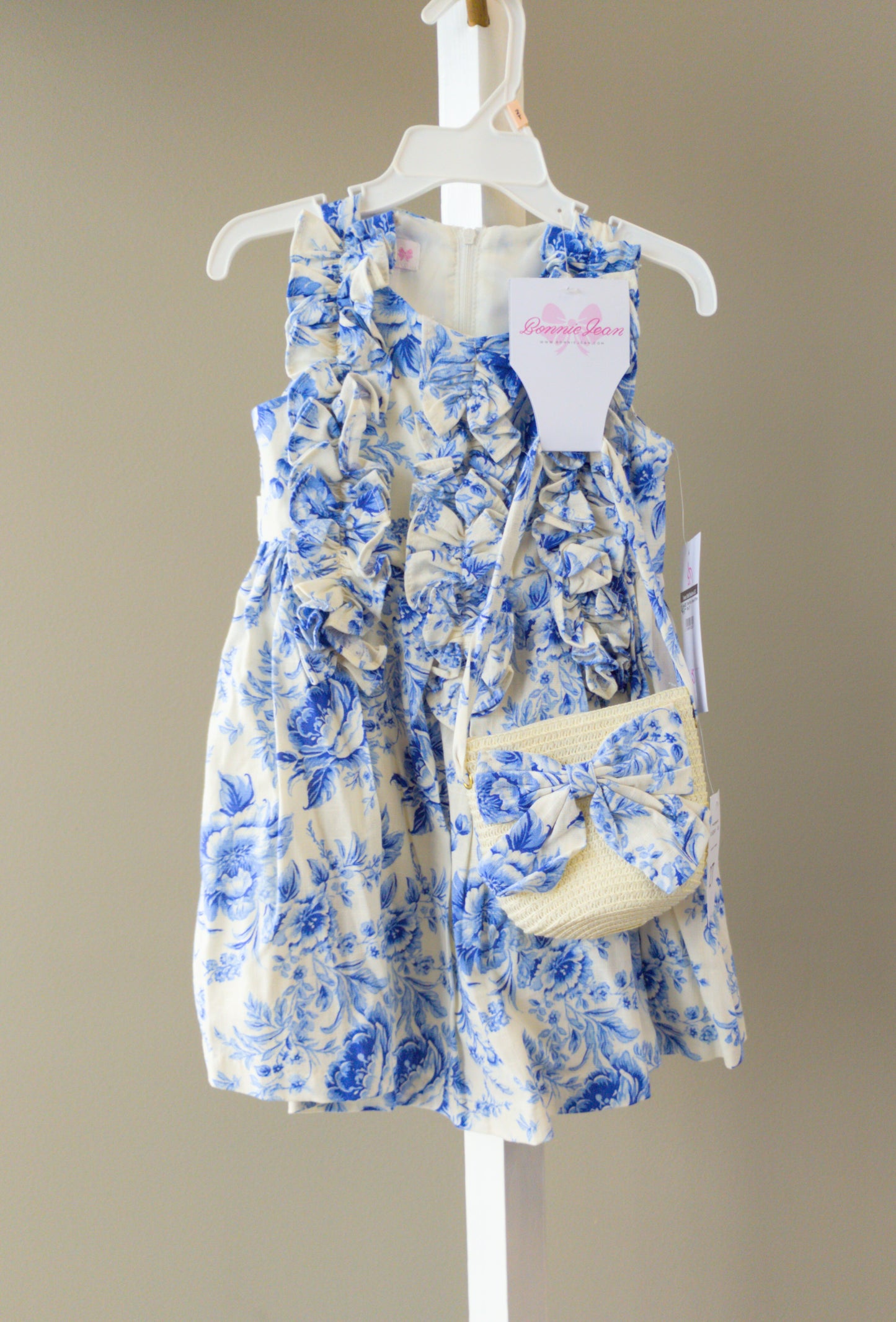 Bonnie Jean Floral Blue Dress w/Purse