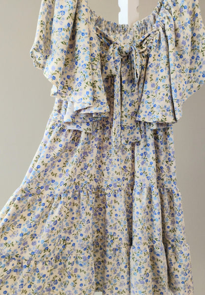 Bonnie Jean Blue Floral Flowy Tier Dress