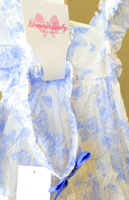 Bonnie Jean Blue Butterfly Sundress w/headband