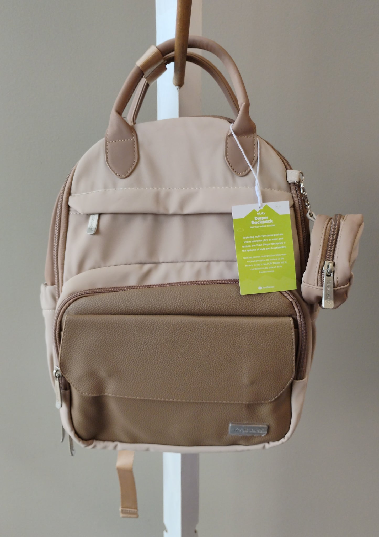 KeaBabies Play Diaper Bag BackPack (Latte, Dark Olive)