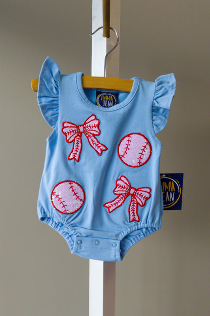 Emma Jean Baseball Applique Bubble
