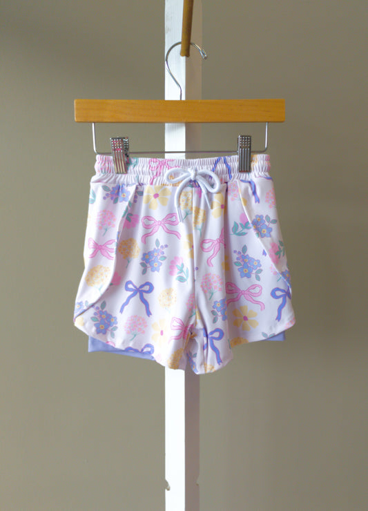 Emma Jean Butterfly Shorts (Petals/Bows, Hydrangea)