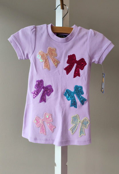 Emma Jean Sparkly Bows Applique Dress