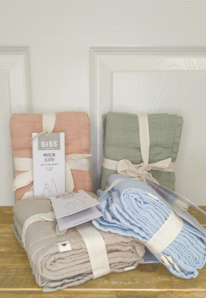 BIBS Muslin Cloth 2-Pack (Blush, Baby Blue, Sand, Sage)