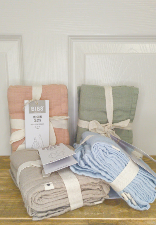 BIBS Muslin Cloth 2-Pack (Blush, Baby Blue, Sand, Sage)