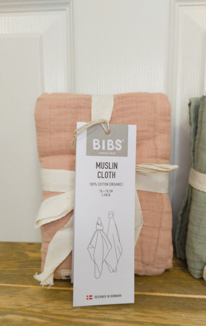 BIBS Muslin Cloth 2-Pack (Blush, Baby Blue, Sand, Sage)