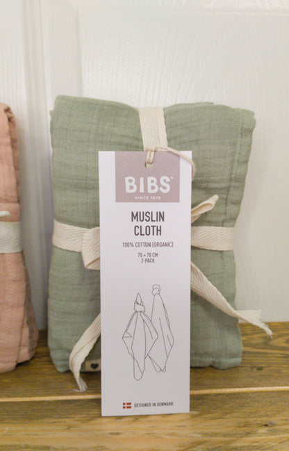 BIBS Muslin Cloth 2-Pack (Blush, Baby Blue, Sand, Sage)
