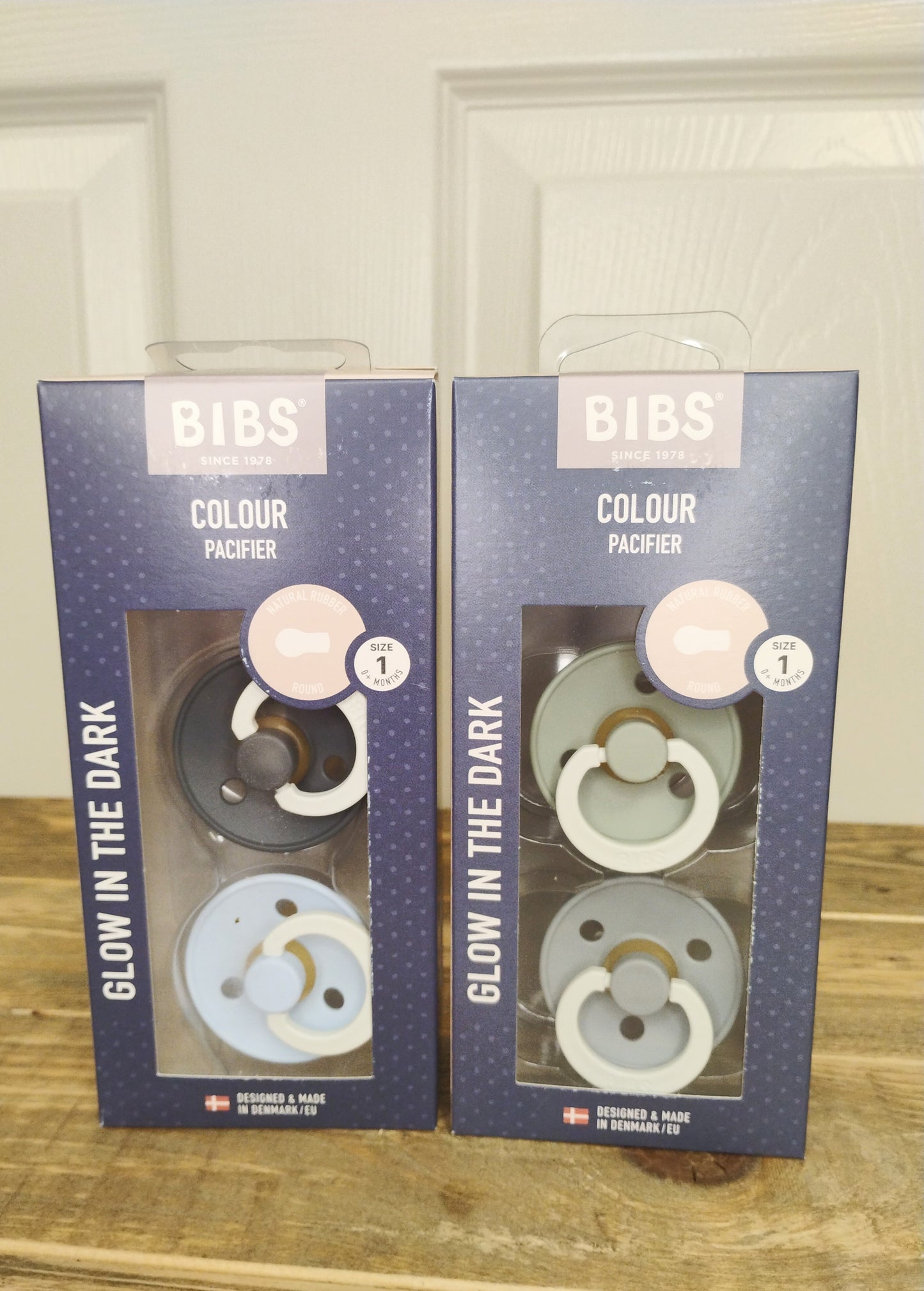 BIBS Glow in the Dark Pacifiers (Size 1, Size 2) (Blue, Sage)
