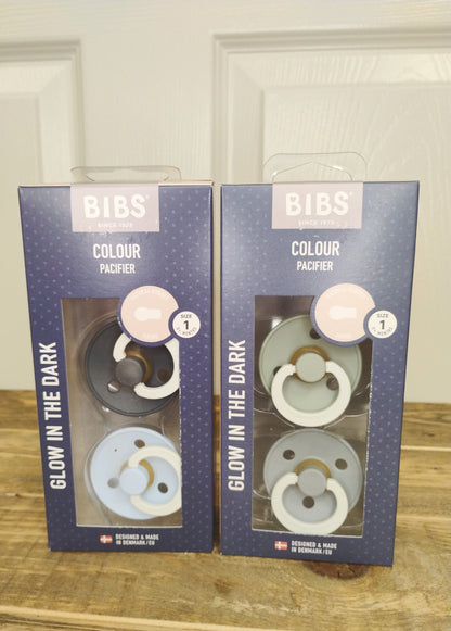 BIBS Glow in the Dark Pacifiers (Size 1, Size 2) (Blue, Sage)