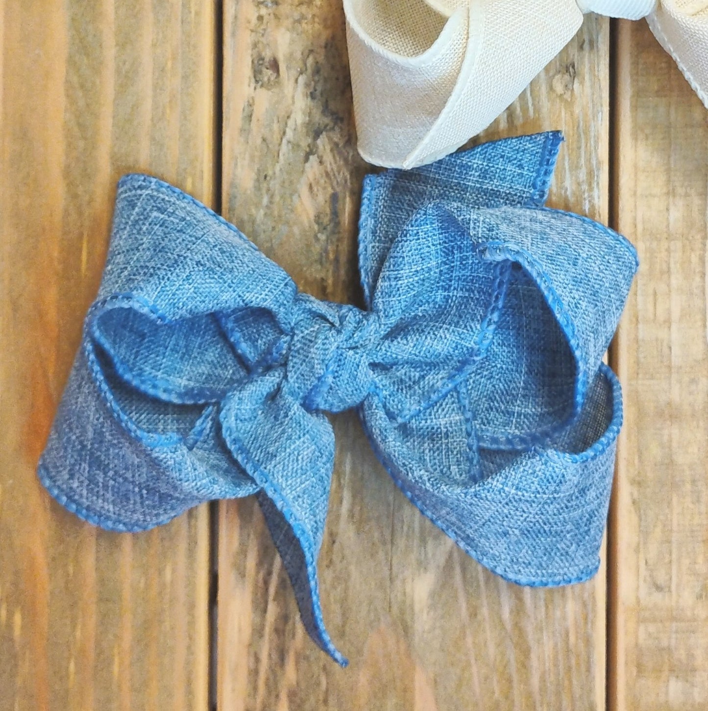 Beyond Creations 4.5" Linen Bows (White, Antique White, Denim)